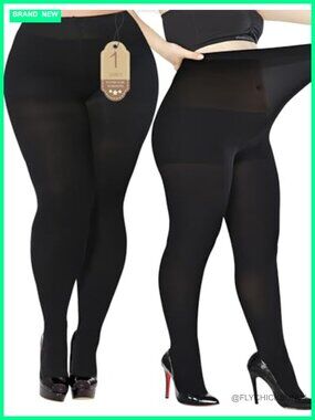 Plus Size Opaque Tights 80D Nylon Comfort Run-Resistant High Waist Support